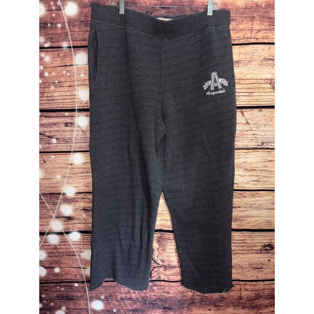 Aeropostale Loose Sweatpants women’s size large Athletics gray **Raw hem